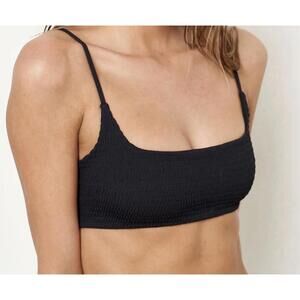 New Aila Blue Alice Adjustable Straps Bikini Top Black Size Large NEW